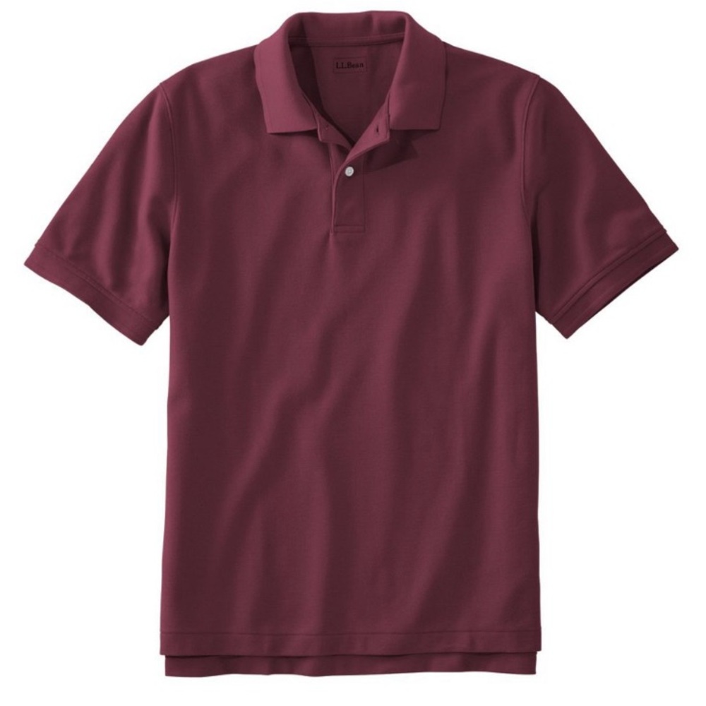 L.L. BEAN POLO COLLAR SHIRT COTTON DEEP WINE BURGUNDY SHORT SLEEVES
